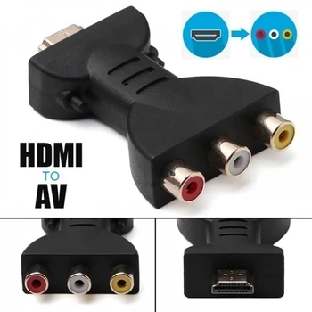 Prilagodljiv Prenosni HDMI 3 RCA Video in Avdio AV Adapter Komponenta Pretvornik