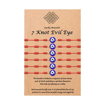 Priljubljen Slog Devil Eye Kartico Čar Zapestnice Evropske&American Ustvarjalne 7 Vozel Srečo, Rdeča Vrv Tkane Zapestnica 6/kompleti Nakita