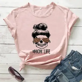 Priložnostne Smešno T Shirt Mama Darilo Srajce materinski Dan Darilo Mama Življenje Leopard Barvni Print Majica s kratkimi rokavi Nov Prihod