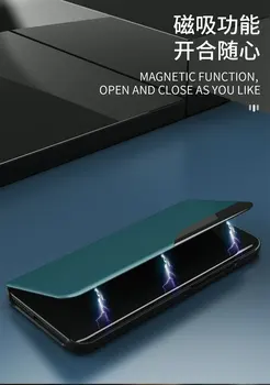 Primerna Za iPhone12Mini 11ProMax Mobilni Telefon Primeru Nosilec Strani Okna Magnetni Pol Okno Flip Usnjena torbica XR XS X 7 8Plus
