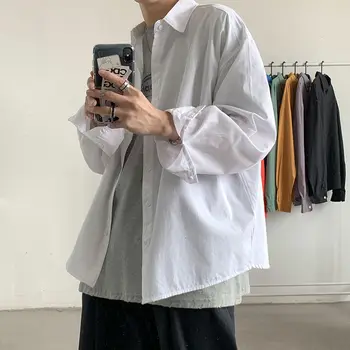 Privathinker Men ' s Long Sleeve Majica korejski Ženska Barva Klasično Srajco 2021 Moda Moška Oblačila Harajuku Majice