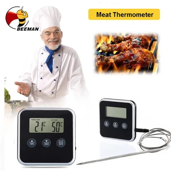 Profesionalni Števec Hrane za peko na žaru Mesa Termometer Instant Preberite Digitalni Termometer Z Oddaljenim Sonda Pečica Merilnik Temperature Opozorilo