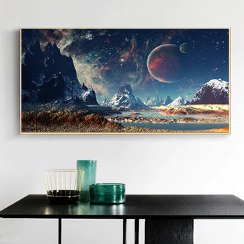Prostor Exoplanet Galaxy Plakati, Vesolje, Zvezde, Planeti Krajine Platno, Slike in Tisk Stenskih slikah, za Dom Dekor Zidana