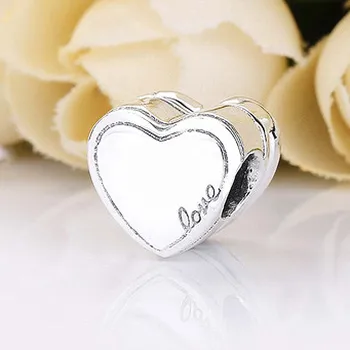 Prvotno Ljubezen Srce Našo Obljubo, Z Bleščeče Zaročni Prstan Kroglice Fit 925 Sterling Srebro Čar Zapestnico Diy Nakit