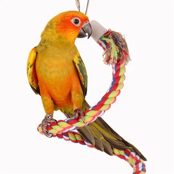 Ptica Ostriž Igrača Spirala Bombaž Vrvi Žvečilni Bar Papiga Swing Plezanje Stoji Igrače z Bell Ptica Dobave