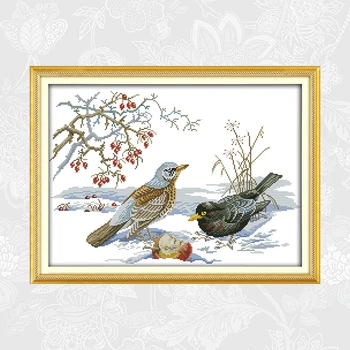 Ptice v sneg Šteje Navzkrižno stitch Kompleti 11CT 14CT DIY Ročno Obrt Natisnjeni Vezenje Needlework Set