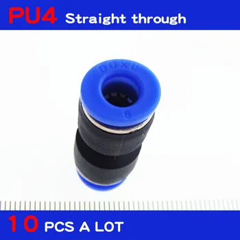 PU4 VISOKE KAKOVOSTI 10Pcs Zraka Pnevmatski 4 mm do 4 mm Ravne Potisnite v Priključkov Hitro Pribor