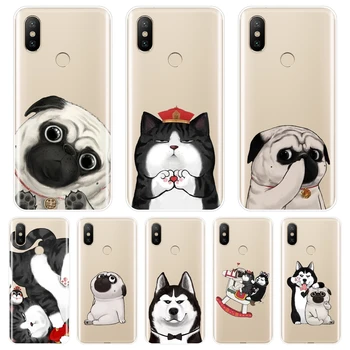 Pug Dog Mačka Hrbtni Pokrovček Za Xiaomi Mi A1 A2 Lite 8 SE Mi5 Mi6 Mi8 Mehki Silikonski Primeru Telefon Za Xiaomi Mi 5 5C 5S 5X 6 6X Plus