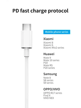 PUJIMAX PD 60 W USB-C do USB Tip-C Kabel QC4.0 3.0 Hitro Polnjenje Podatkovnega Kabla za Macbook Samsung S9 Plus USB C Kabel za Huawei P30