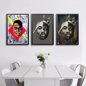 Rapper Tupac Shakur Wall Art Plakat B. I. G Biggie Smalls 2PAC Platno Slikarstvo Nordijska Moderna Dnevna Soba Dekoracijo Doma HD Tiskanja