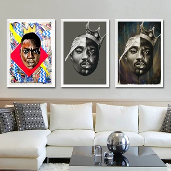 Rapper Tupac Shakur Wall Art Plakat B. I. G Biggie Smalls 2PAC Platno Slikarstvo Nordijska Moderna Dnevna Soba Dekoracijo Doma HD Tiskanja
