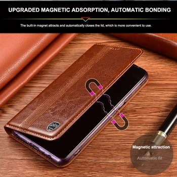 Razkošje Prave Usnjena torbica za Samsung Galaxy Note 8 9 10 20 Pro Lite Ultra Magnetni Pokrovček Reže za Kartice
