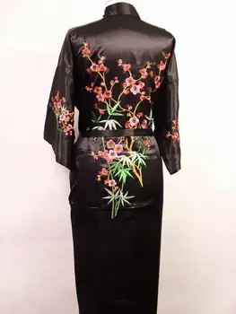 Rdeča Kitajskih Žensk Saten Haljo Kopalne Obleke Vroče Prodaje Pomlad Jesen Vezenje Kimono More Cvet Velikost S M L XL XXL XXXL ZHS01B