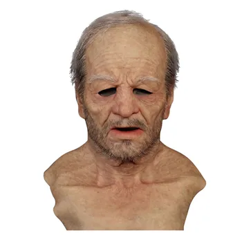 Realno Plešast starec Maska iz Lateksa Celoten Obraz, Vrat Čelada za Maškarada Halloween Kostum Cosplay Rekviziti