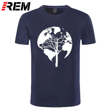 REM Poletje T-shirt Smešno Drevo Narave Zemljevidu Sveta Kratek Rokav Oče in Mama T shirt Priložnostne Tee Vrhovi