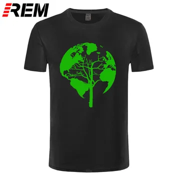 REM Poletje T-shirt Smešno Drevo Narave Zemljevidu Sveta Kratek Rokav Oče in Mama T shirt Priložnostne Tee Vrhovi