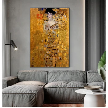 Reprodukcije Platno Tiska Za Dnevno Sobo Portret Adele Bloch Platna Slike Na Steni Gustav Klimt, Ki Jih Poljub Slike