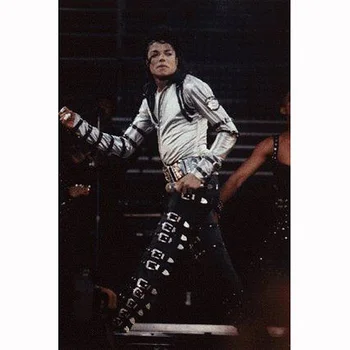 Retro MJ Michael Jackson Punk Rock SLABO Koncert Uspešnosti Posnemajo Usnjene Hlače Hlače Chaparajos
