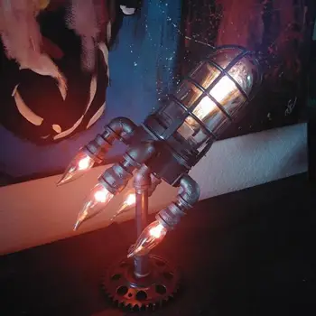 Retro Steampunk Raketa Lučka za Zgodnje očetovski Dan Festivala LED Tabela Kul Raketa Noč Luč Za Domačo Pisarno Dekoracijo Vroče Prodaje
