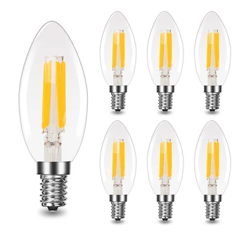 Retro-style LED Žarnice Žarnica C35-4W LED Sveča, Luč, E12 Vijak Znanja, Mehko Belo 2700, Edison Žarnico 40W Enakovredno, 6 Pack
