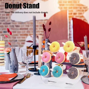 Reusable Birthday Wall Display Rack Donut Stand Home Onion Ring Stable Table Top Wedding Party Baby Shower Acrylic Holder Clear