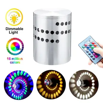 RGB Spirala LED Stenska Luč 3W Brezžični Daljinski upravljalnik možnost zatemnitve Svetlobe 360 Stopinj kot Snopa Za Stranke Palice Hotel Cafe Spusti Ladje