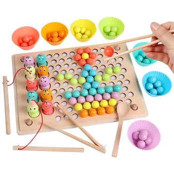 Ribolov Igre Roke Možganov, Usposabljanje Posnetek Žogo Kroglice Puzzle Montessori Izobraževalne Lesene Igrače Math Igre Za Otrok, Dojenček