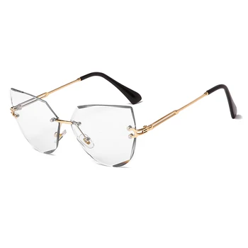 Rimless Mačka Oči, sončna Očala Luksuzne blagovne Znamke Design Ženske Kovinska sončna očala Moda Lady Odtenki UV400 Očala oculos gafas de sol