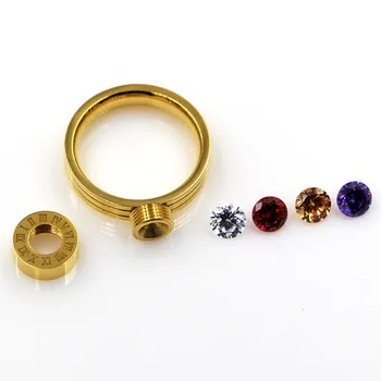 Rimske Številke Crystal Ring 4 MM iz Nerjavečega Jekla, 4 Barvni Žensk Obroč Klasično Eleganten Zlata Barva Poročni Nakit Trgovini R729