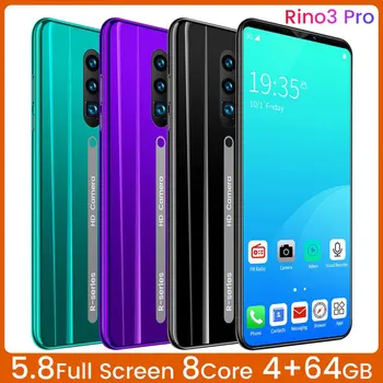 Rino3 Pro Za 5,8-Palčni Zaslon, Android Telefon Vijolično Kaplja Vode Zaslon Pametnega Telefona Barva Mobilni Telefon Kul Obliko Moda