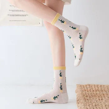 Risanka očesa nogavice živali tiskanja nositi smešno ulica slog japonska lepe ženske kawaii calcetines harajuku ženska oblikovalec bombažnih nogavic
