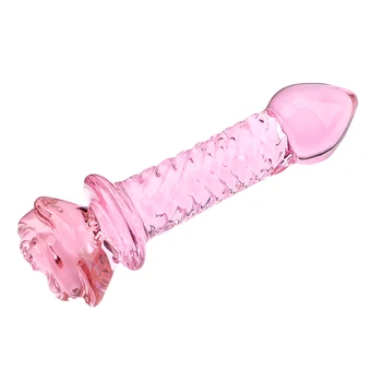 Rit Stimulacije Sex Shop Prostate Massager Pink Rose Cvet Obliko Analni Čep Analni Noge Stekleni Dildo Sex Igrače za Ženske