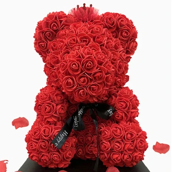 Rose Nosi Letnico Božično Darilo Umetne cvetne Rose medvedek Z Box Valentinovo Poroka, Rojstni dan Doma Dekoracijo