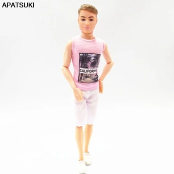Roza Telovnik & White Hlače 1/6 Fant Lutka Obleko Za Lutka Ken Obleke Za Barbie je Fant Ken Moški Fant Lutka Otroci Igrače