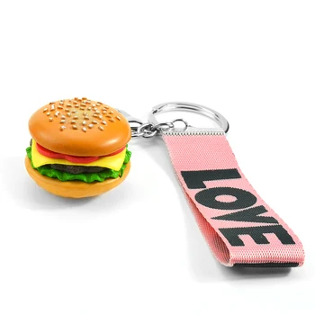 Ročno izdelane Simulacije Hot Dog Sandwich Torta krompirčka Kokice Hamburger Anime Keychains za Ženske Obesek Hrane Nakit obesek za ključe