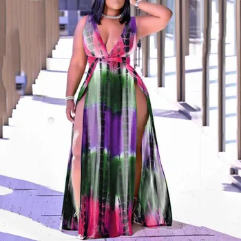 S-4xl Plus Velikost Ženske Oblačila Afriške Obleko Za Ženske Modni Split Vestido 2021 Nov Prihod Haljo Eleganten Stranka Obleko Maxi