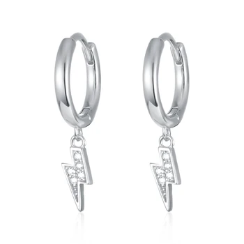 S925 Sterling Silver Fashion CZ Strela Hoop Uhani Klasičnih Geometrijske Visijo Uho Obroči Zlato za Ženske, Dekleta Dragulj