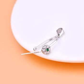 S925 čistega srebra, enostavna in vsestranska vdelan cirkon majhen cvet pin sponke obesek varnostne sponke sponke jade nakit DIY dostop