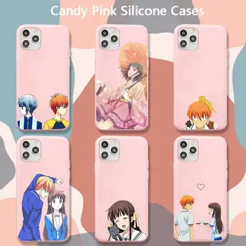 Sadje Košarice Japonske anime Primeru Telefon za iPhone 8 7 6 6S Plus X 5S SE 2020 XR 11 12 Pro mini pro XS MAX Mat Sladkarije Roza Primerih