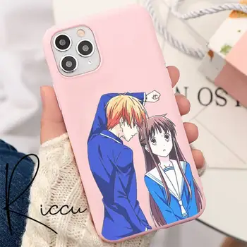 Sadje Košarice Japonske anime Primeru Telefon za iPhone 8 7 6 6S Plus X 5S SE 2020 XR 11 12 Pro mini pro XS MAX Mat Sladkarije Roza Primerih