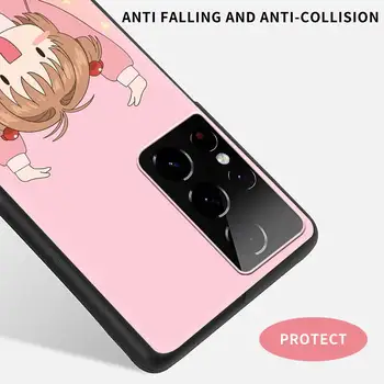 Sakura Card Captor Silikonski Črno Ohišje za Samsung Galaxy S21 Ultra S20 FE S10 Plus S8 S9 S10e S7 5G Luksuzni Telefon Kritje Coque