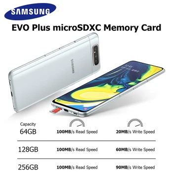 Samsung za Pomnilniške Kartice 64GB 128GB 256GB Micro SD 100MB/S EVO+ Plus Class10 TF/SD Micro Kartico UHS-1 U3 cartao de memoria s Adapter