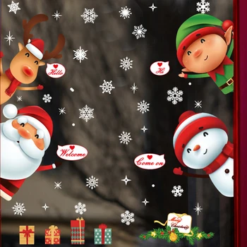 Santa Claus Vesel Božič Dekor za Dom 2020 Okno Nalepke Božični Okraski Garland Novo Leto 2021 Noel Navidad Darilo Xmas2