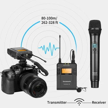 Saramonic UwMic9 Kit3/4 UHF Brezžični Lavalier Ročni Mikrofon Sistema za Canon DSLR Kamere Video Intervju Oddaja