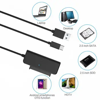 SATA na USB 3.1 Cale Adapter HDD 2.5 inch Hard Disk Kabel SATA USB Tip C USB3.0 Vrat 2.5 SDD za Prenosni Kabli
