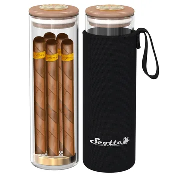 Scotte Cigar Primeru Humidor Gift Box-Cigare Higrometer vlažilnik-Potovanja Cigar Cev za 5 Cigare