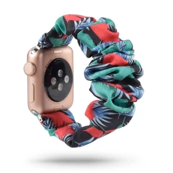 Scrunchie Zanke Pasu za Apple Watch 6 5 4 SE elastik 38 40 mm Najlon Svileni Trak 42 44 mm za IWatch Series 3 2 1 Džungle Slog