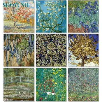 SDOYUNO Van Gogh Barve Z Številkami Dreves 60x75cm Olje, Barvanje Z Številkami Na Platno Pokrajino brez okvirjev DIY Handpaint Doma Dekor