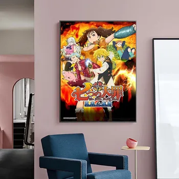 Sedem Smrtnih Grehov Plakatov in fotografij Japonski Anime Platno, Slikarsko, ki Živijo Otroci Soba Steno Home Decor Srčkan Strip Art Dekor