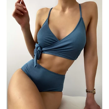 Seksi Bikini 2021 Ženske Kopalke Ženske Brazilski Visoko Pasu Bikini Komplet Push up Kopalke Ženske kopalke Poletje Plaža Obrabe